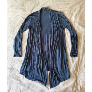 Shiela Rose Navy Blue Open Front Draped Cardigan Sweater Womens Small